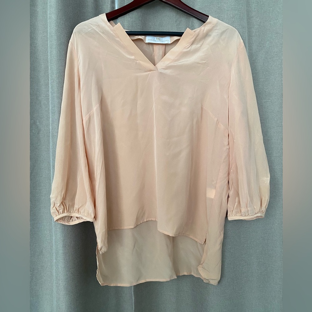 Amanda Uprichard Peach Silk Blouse, Medium